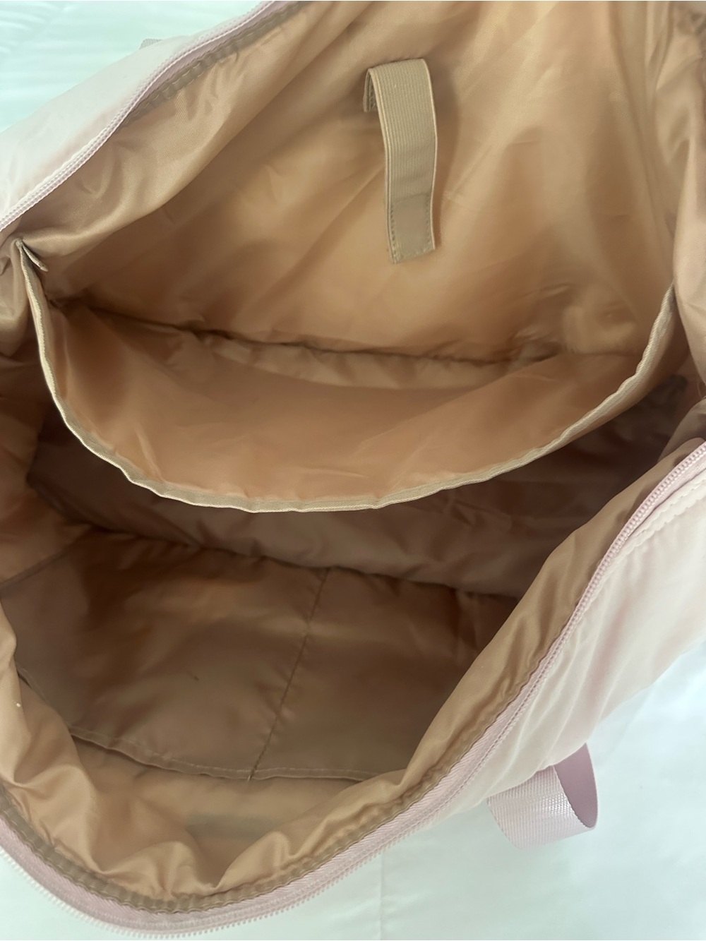 Blush Pink Quilted Travel Tote with Shoe Compartment - Picture 6 of 9